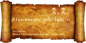 Kleinberger Kálmán névjegykártya