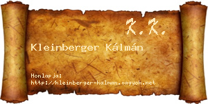 Kleinberger Kálmán névjegykártya